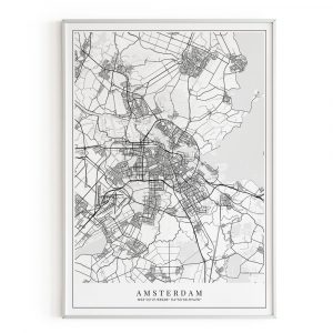 Plakat mapa miasta amsterdam